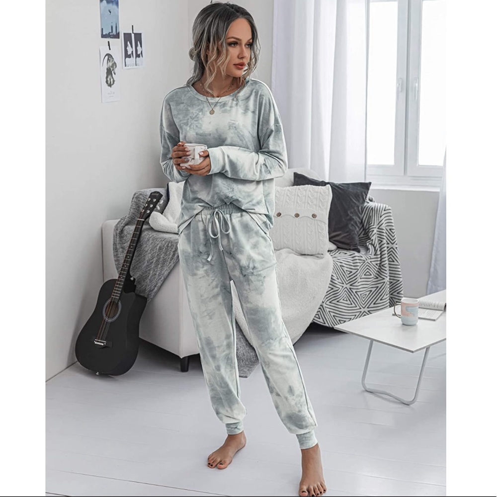 Grey Tie Dye Joggers Lounge Set